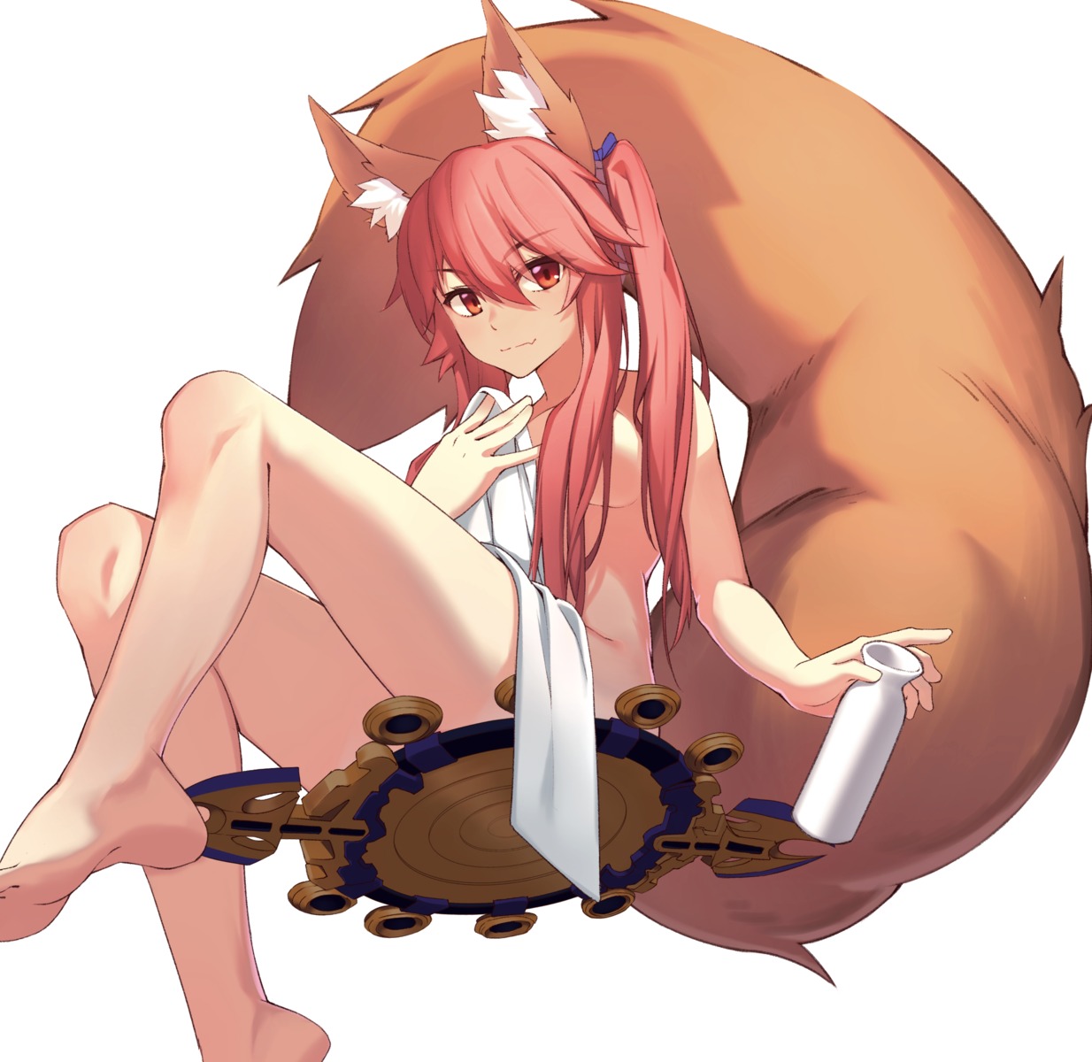 animal_ears breast_hold fate/extra fate/stay_night feet gallant99770 naked tail tamamo_no_mae towel