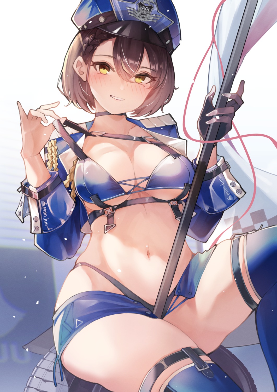 azur_lane baltimore_(azur_lane) bikini garter open_shirt sea_nami stockings swimsuits thighhighs undressing uniform