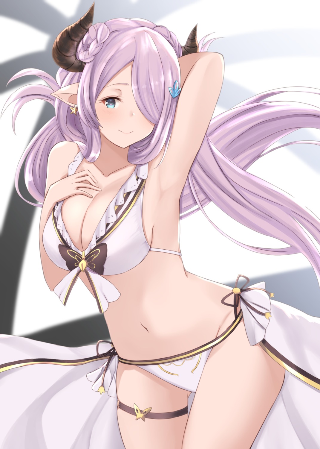 bikini cleavage garter granblue_fantasy horns maosame narumeia_(granblue_fantasy) pointy_ears swimsuits