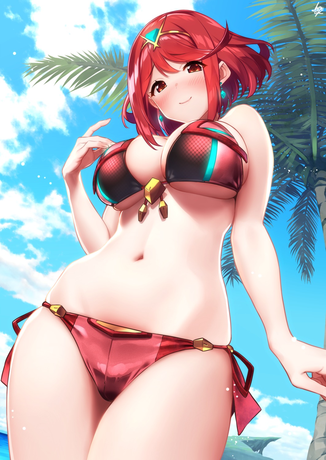 baffu bikini cleavage homura_(xenoblade_2) swimsuits underboob xenoblade xenoblade_chronicles_2