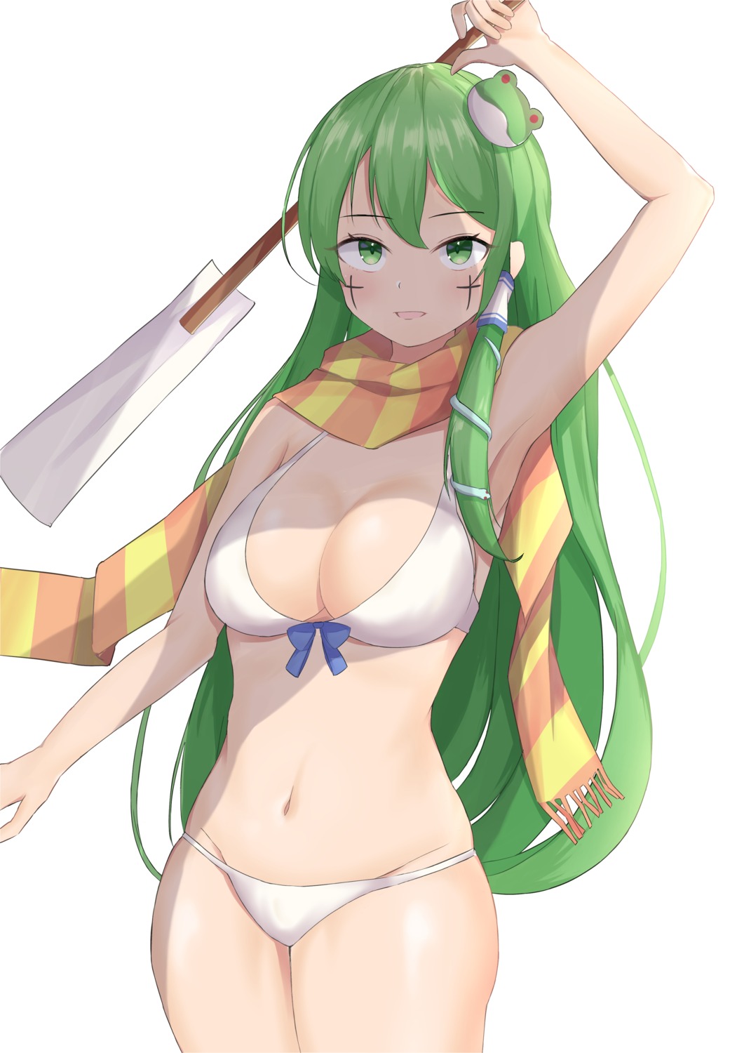 bikini ikikiksgiksg kochiya_sanae swimsuits tattoo touhou weapon