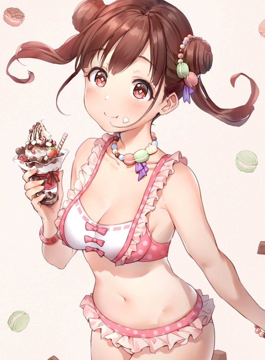 bikini cleavage cream sonoda_chiyoko swimsuits takeya_y0615 the_idolm@ster the_idolm@ster_shiny_colors