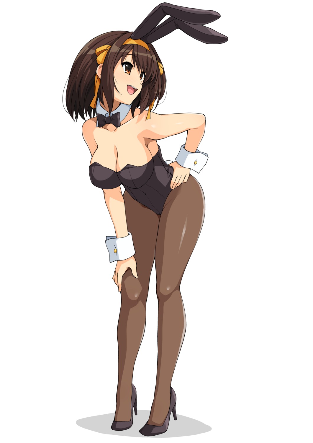 animal_ears bunny_ears bunny_girl cleavage haruhisky heels no_bra pantyhose suzumiya_haruhi suzumiya_haruhi_no_yuuutsu tail