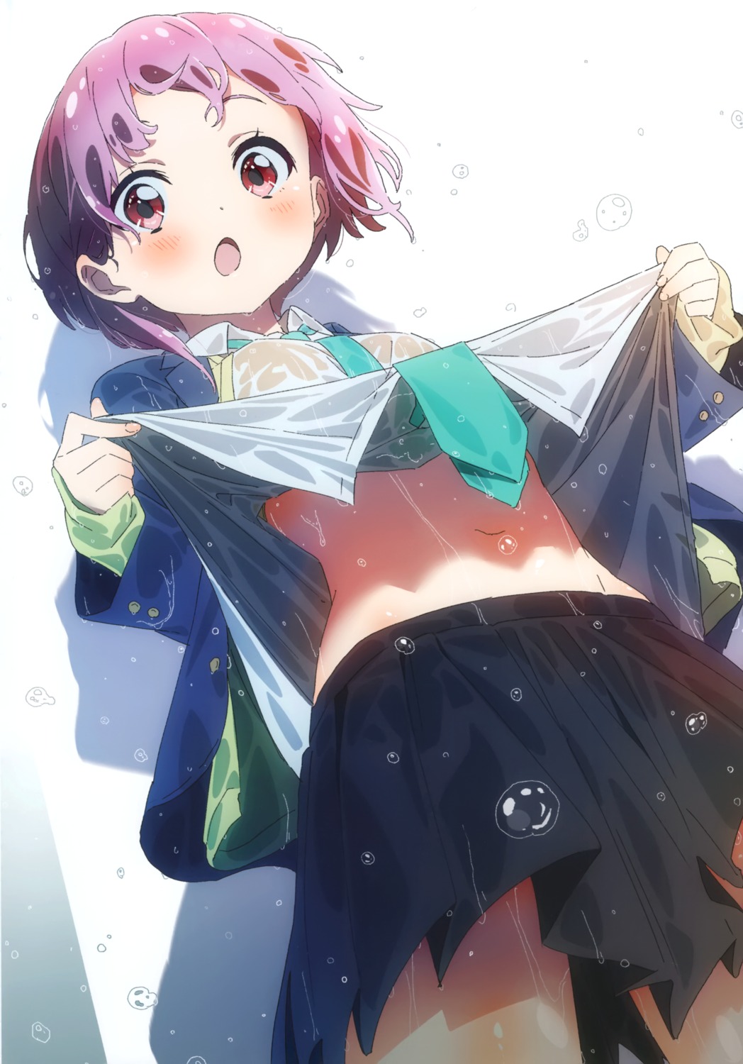 makicha possible_duplicate see_through seifuku shirt_lift sweater wet wet_clothes