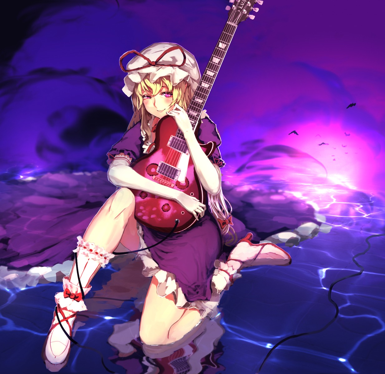 dress guitar heels kikimifukuri touhou wet yakumo_yukari