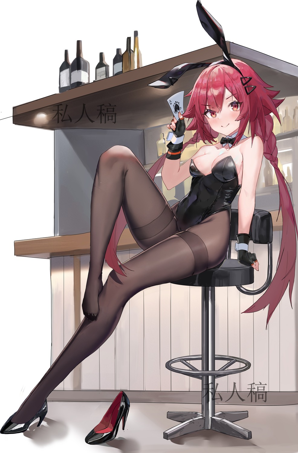 animal_ears bunny_ears bunny_girl choujigen_game_neptune duzizai heels no_bra pantyhose tennouboshi_uzume