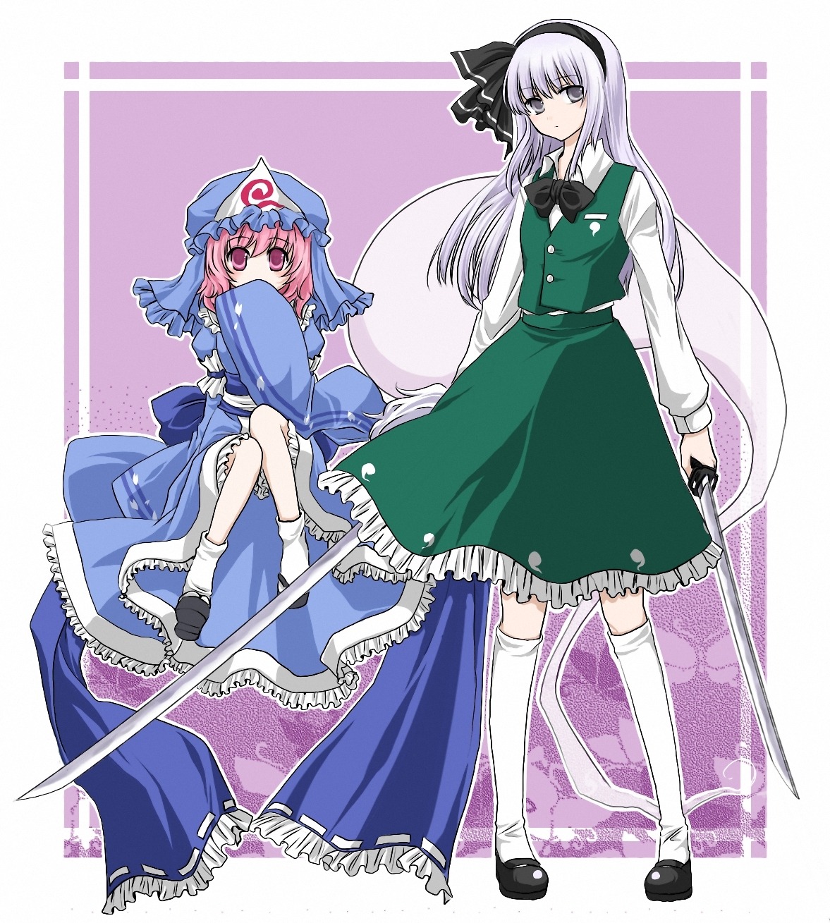 konpaku_youmu pinku saigyouji_yuyuko sword touhou