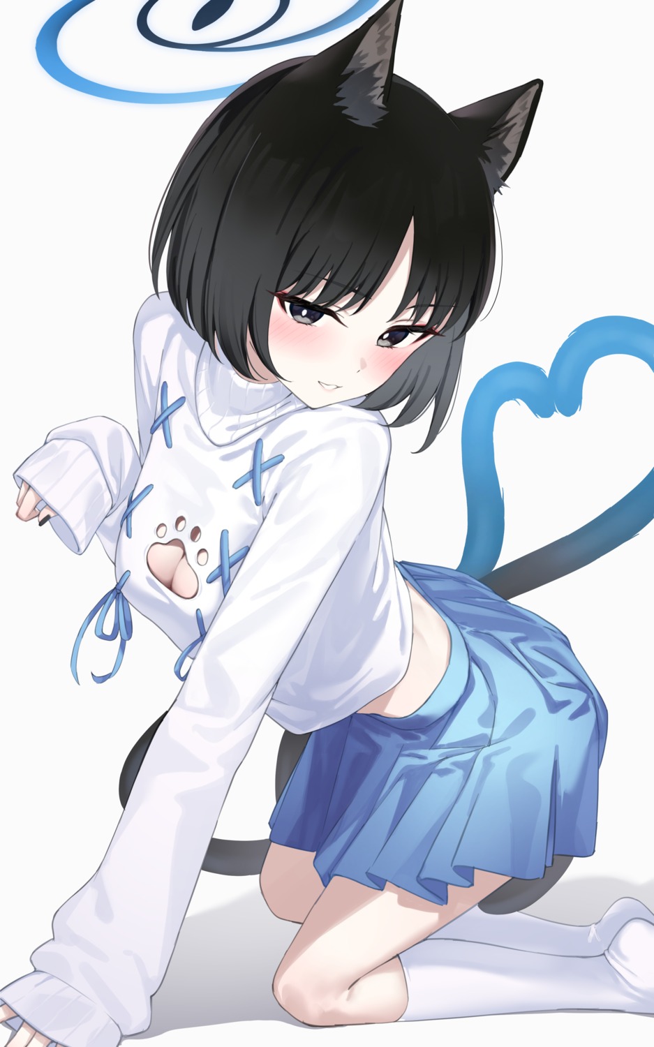 animal_ears blue_archive halo kiryuu_kikyou nekomimi pizza_(artist) sweater tail