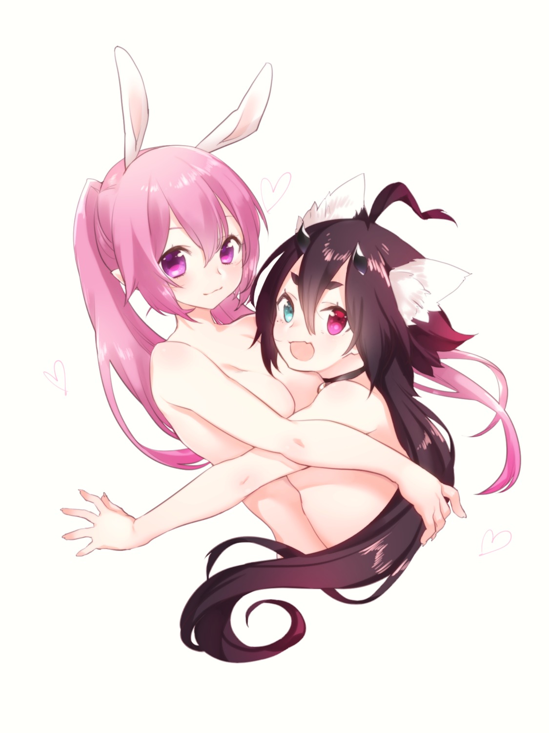 animal_ears bunny_ears heterochromia horns topless yutazou