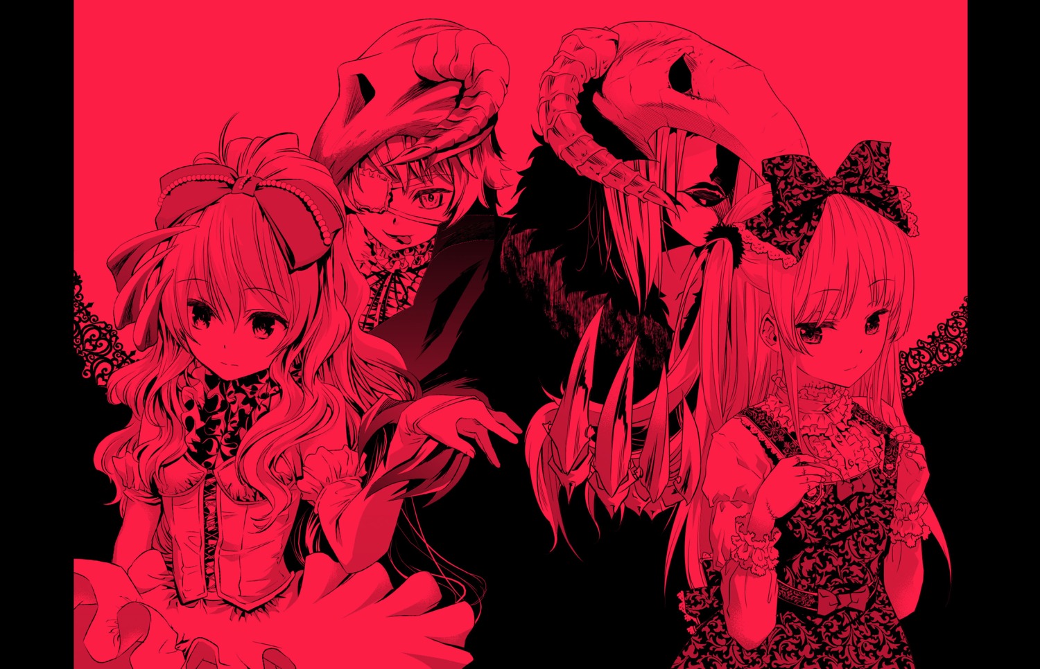 dress eyepatch kazumiya_akira monochrome shoujo_gensou_necrophilia