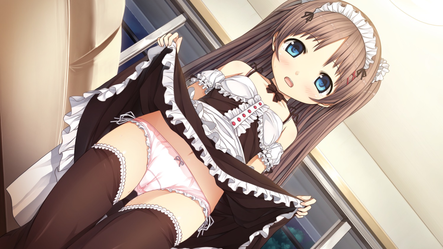 cameltoe cura game_cg loli lose maid monobeno pantsu sawai_natsuha skirt_lift string_panties thighhighs