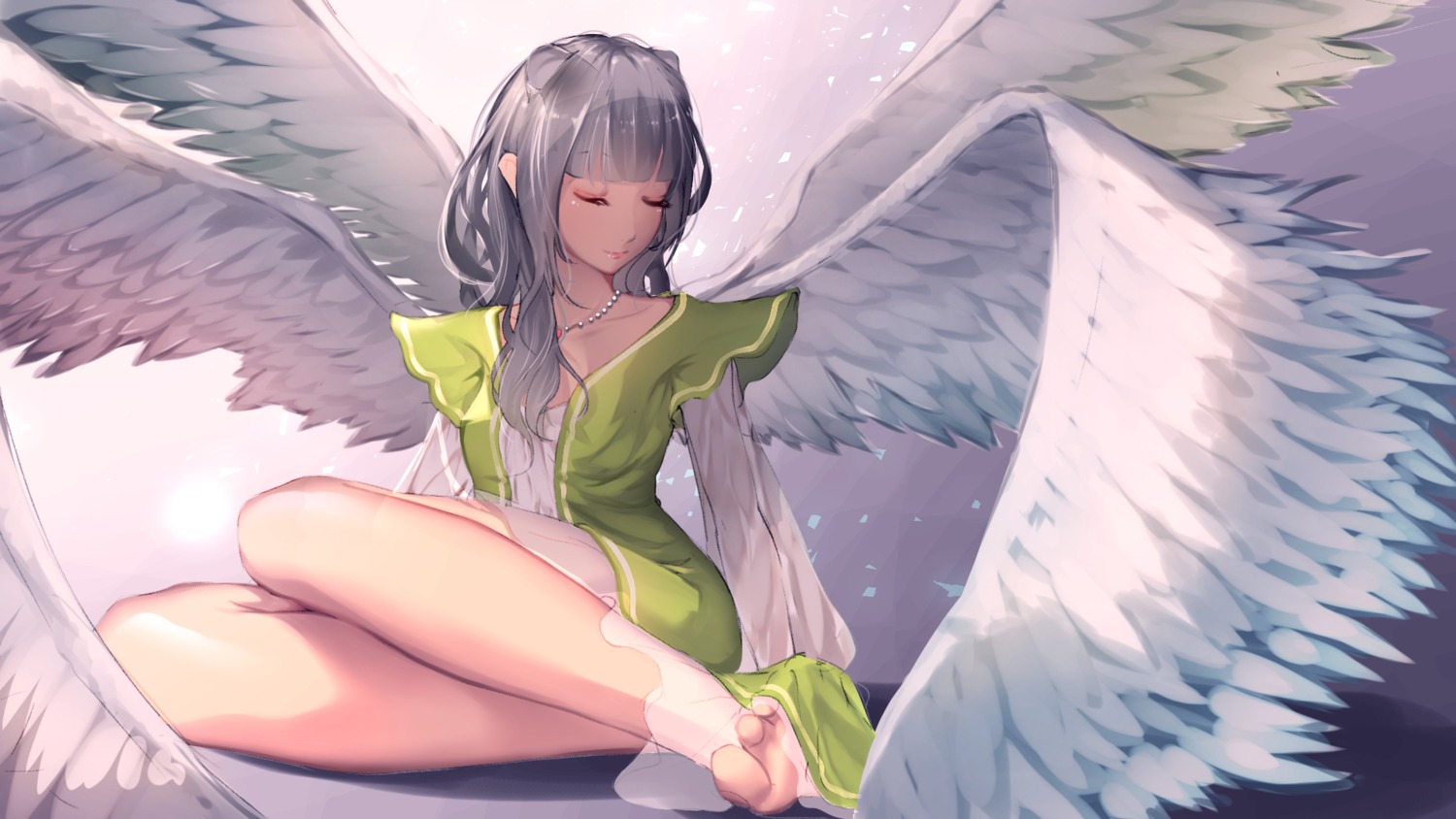 dress feet see_through smile_(qd4nsvik) wallpaper wings