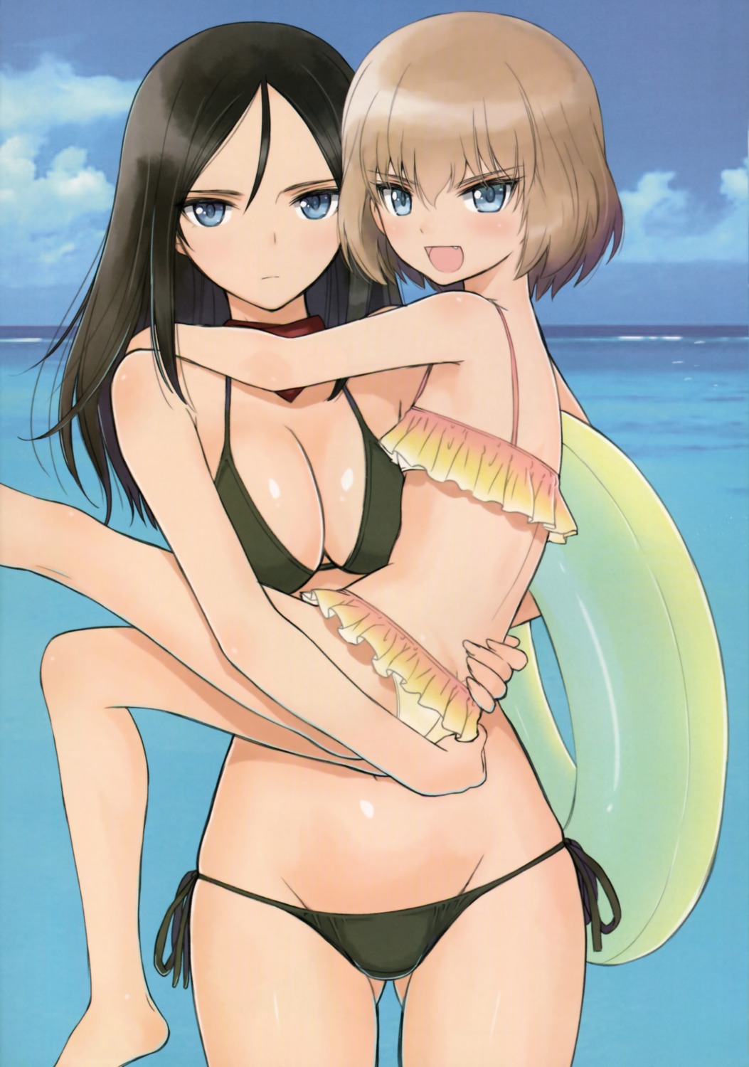 bikini cleavage girls_und_panzer katyusha nonna scanning_artifacts swimsuits tony_taka yuri