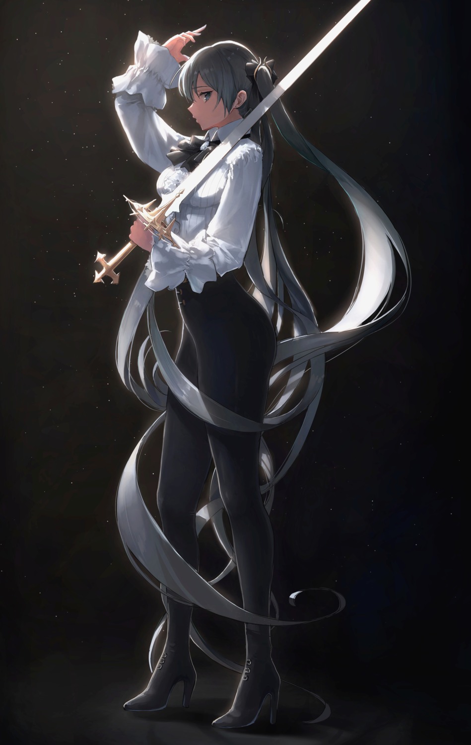 hatsune_miku heels pigone sword vocaloid