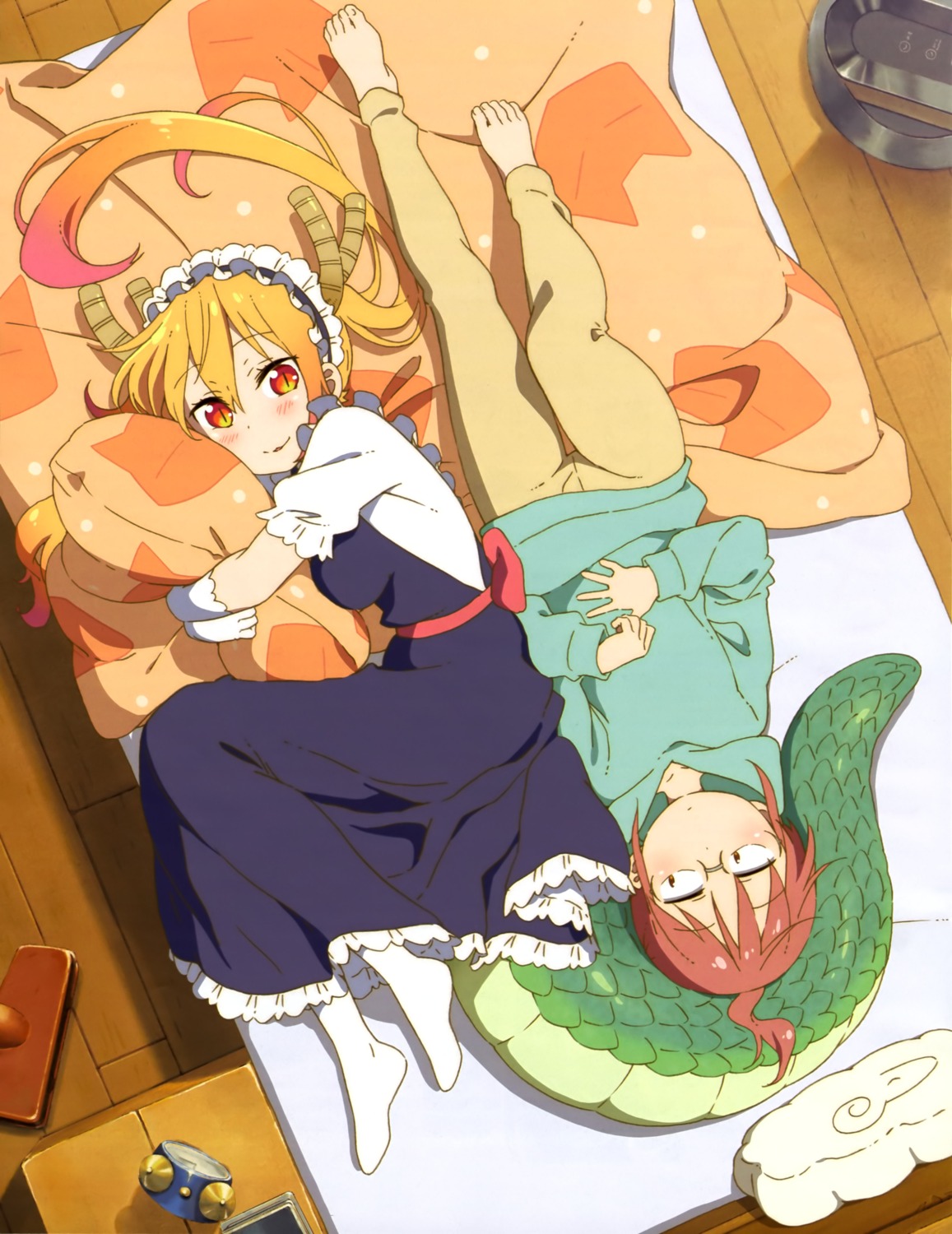 horns kadowaki_miku kobayashi-san_chi_no_maidragon kobayashi_(maidragon) maid megane tail tooru_(maidragon)