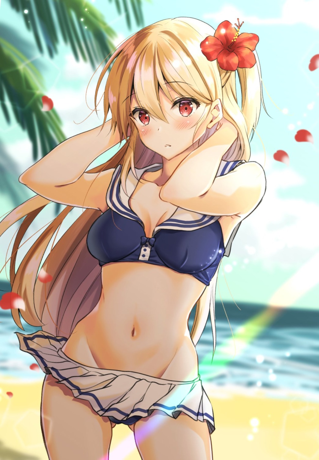 cleavage game_club_project mii_no_suke skirt_lift swimsuits yumesaki_kaede