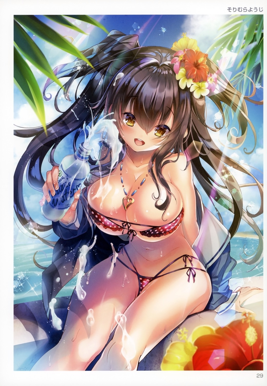 bikini open_shirt seifuku sorimura_youji swimsuits wet