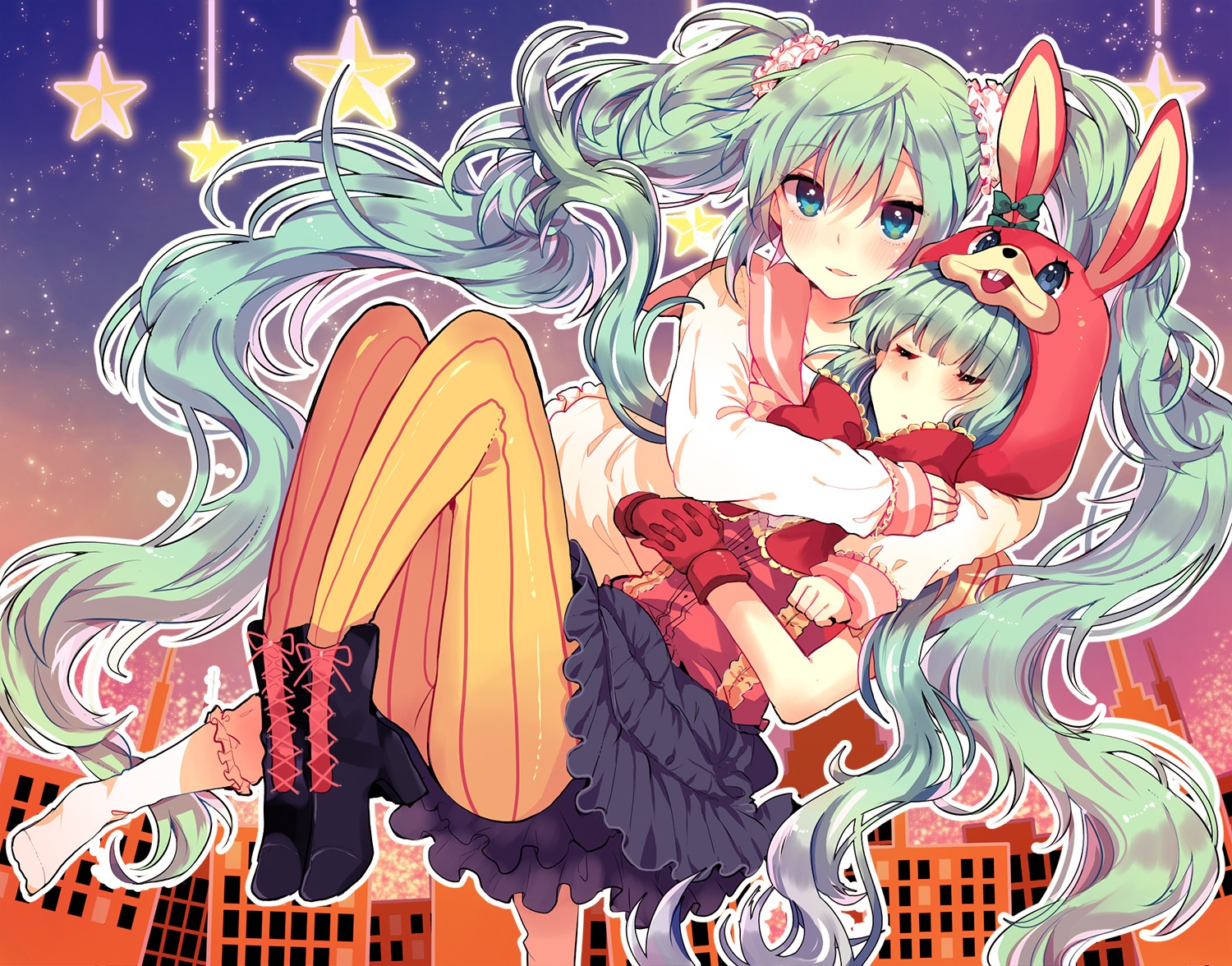 hatsune_miku heels ikeuchi_tanuma lots_of_laugh_(vocaloid) pantyhose seifuku vocaloid