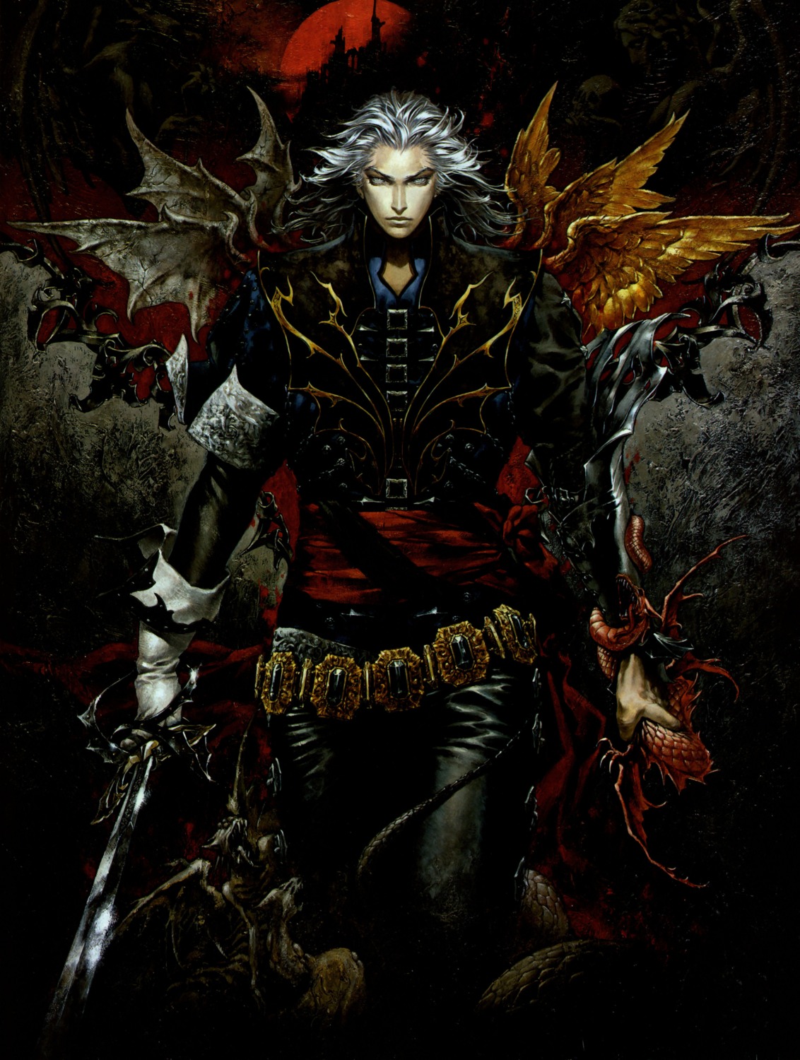 blood castlevania castlevania:_curse_of_darkness hector kojima_ayami konami male sword wings