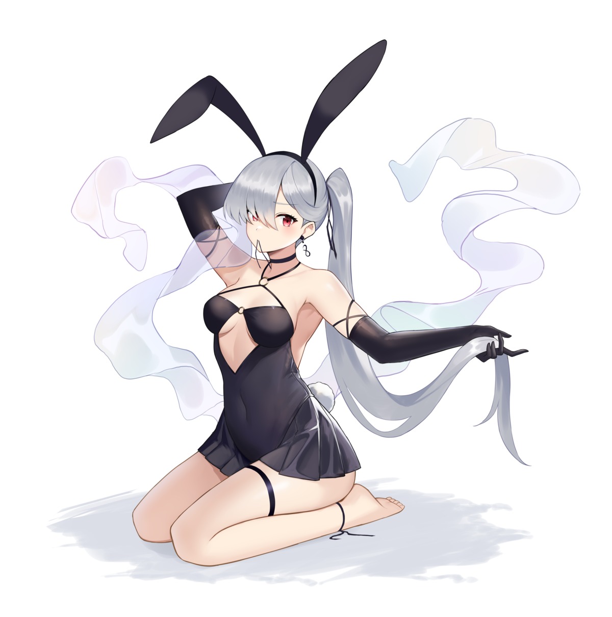 animal_ears bunny_ears dress garter no_bra shidiancijianongpao tail