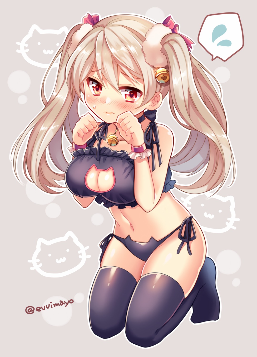 cleavage lingerie pantsu shina_shina string_panties thighhighs