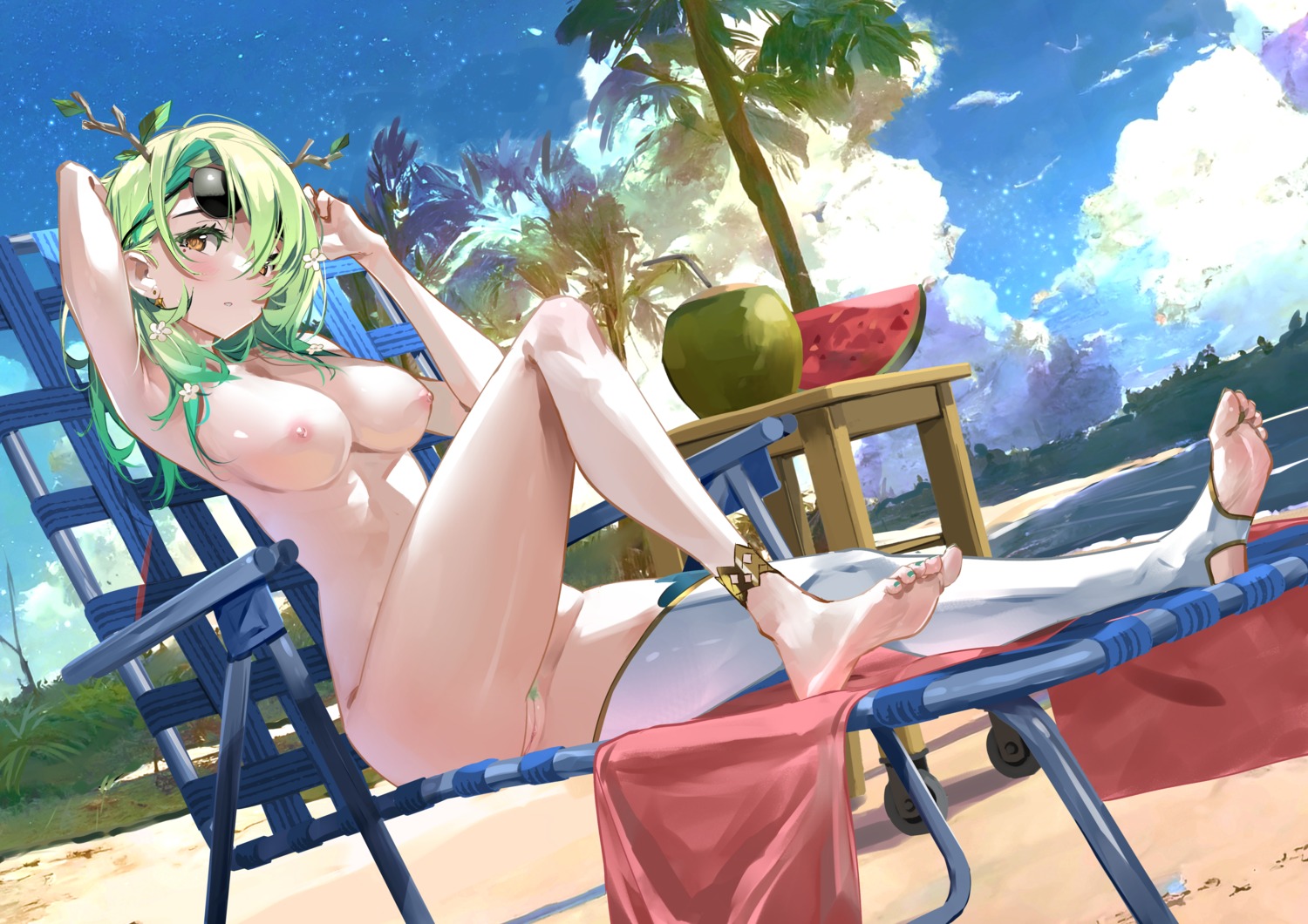 ceres_fauna feet hololive hololive_english horns megane naked nipples pubic_hair pussy sydus thighhighs uncensored