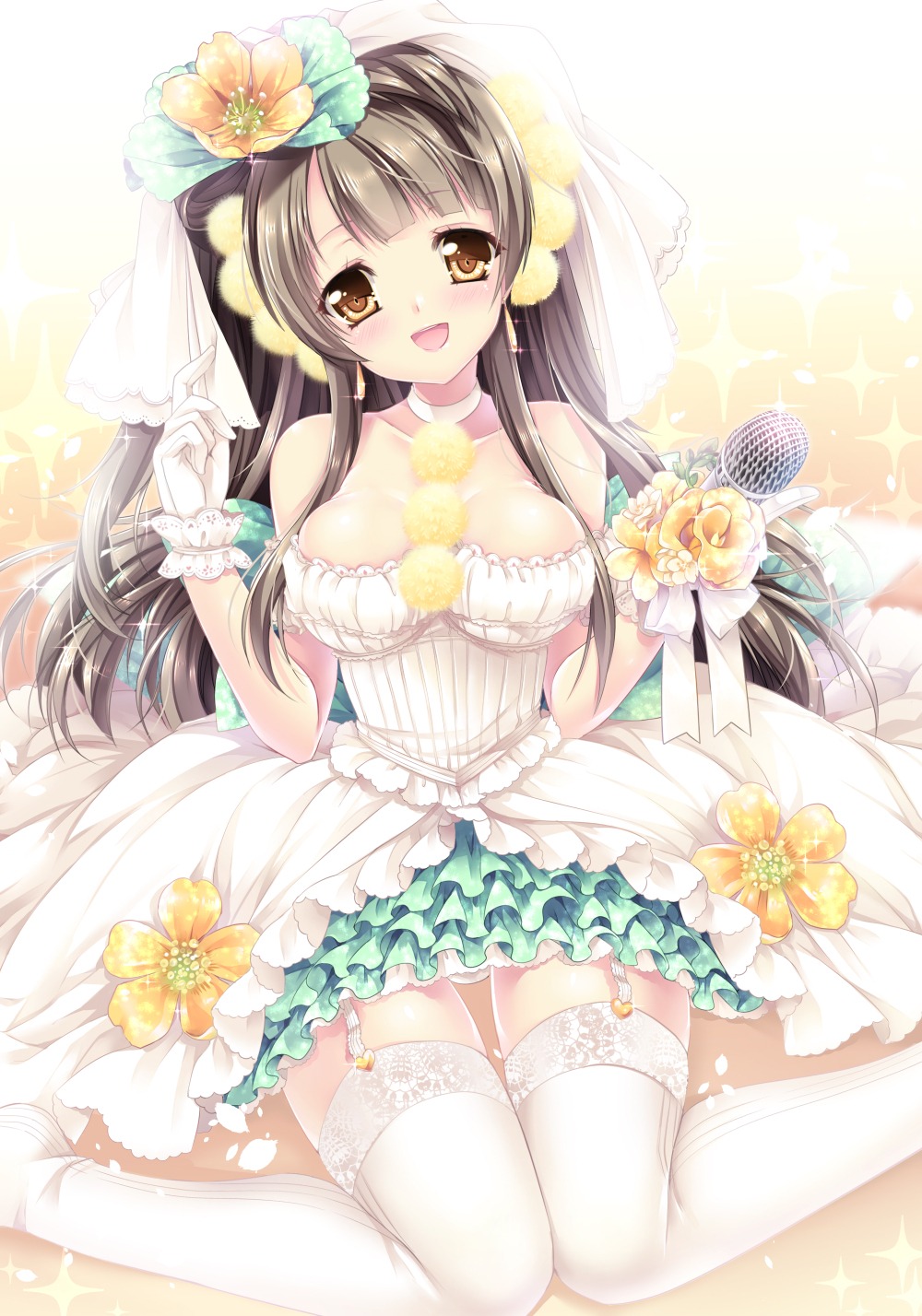 dress love_live! minami_kotori pantsu sakurano_ruu stockings thighhighs wedding_dress