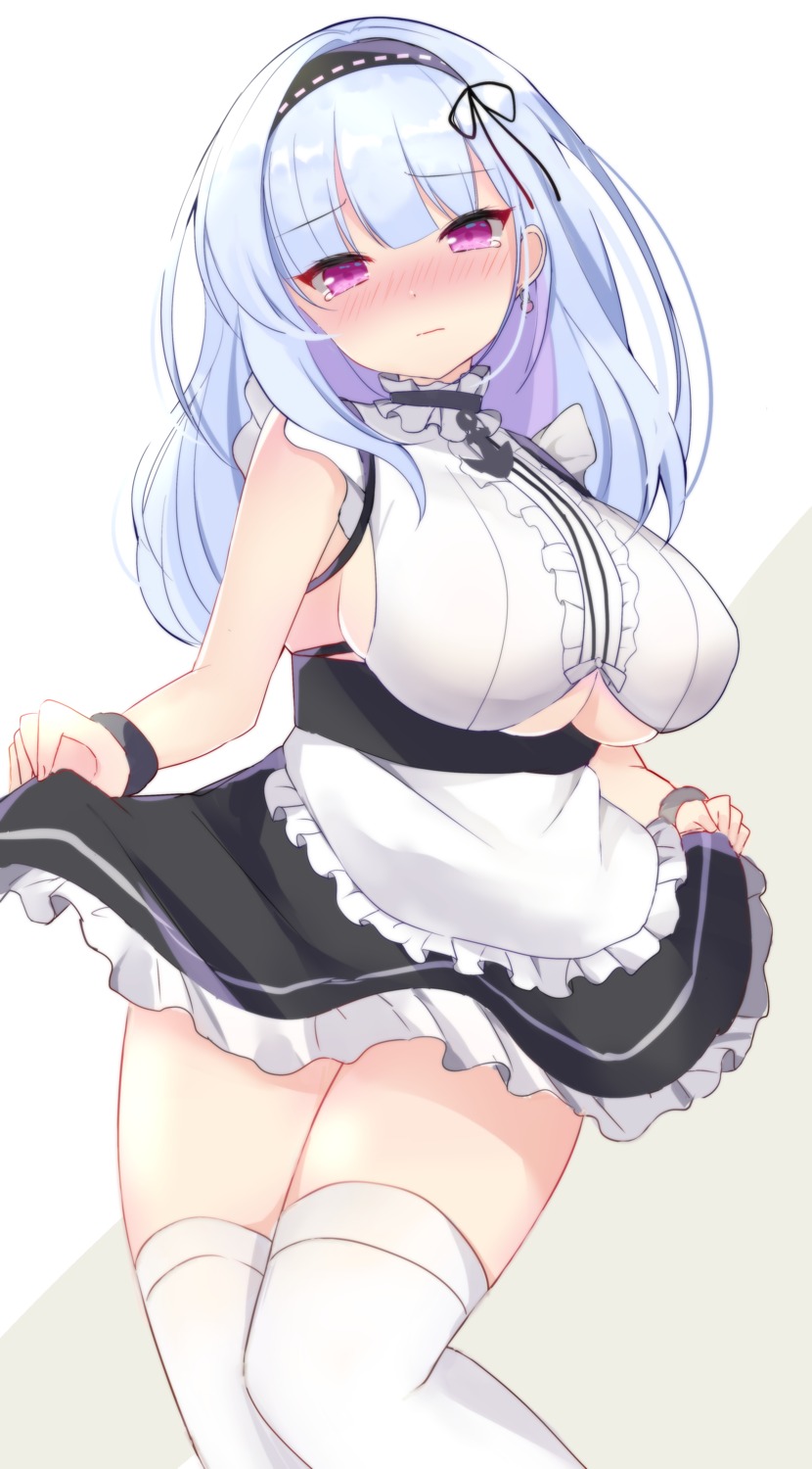 azur_lane dido_(azur_lane) hamico maid skirt_lift thighhighs