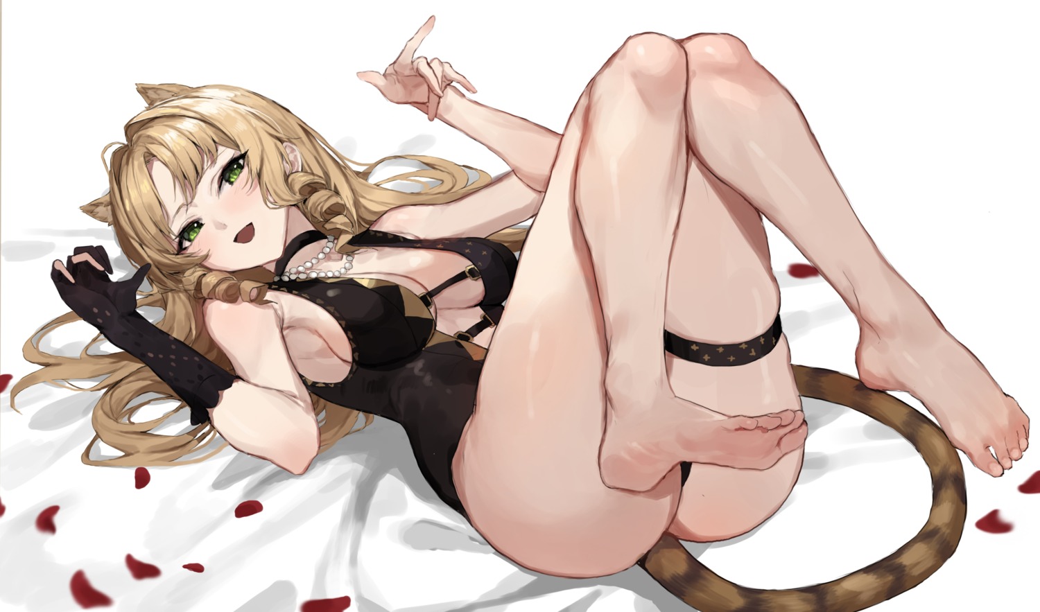 animal_ears arknights feet garter leotard molyb no_bra swire_(arknights) tail