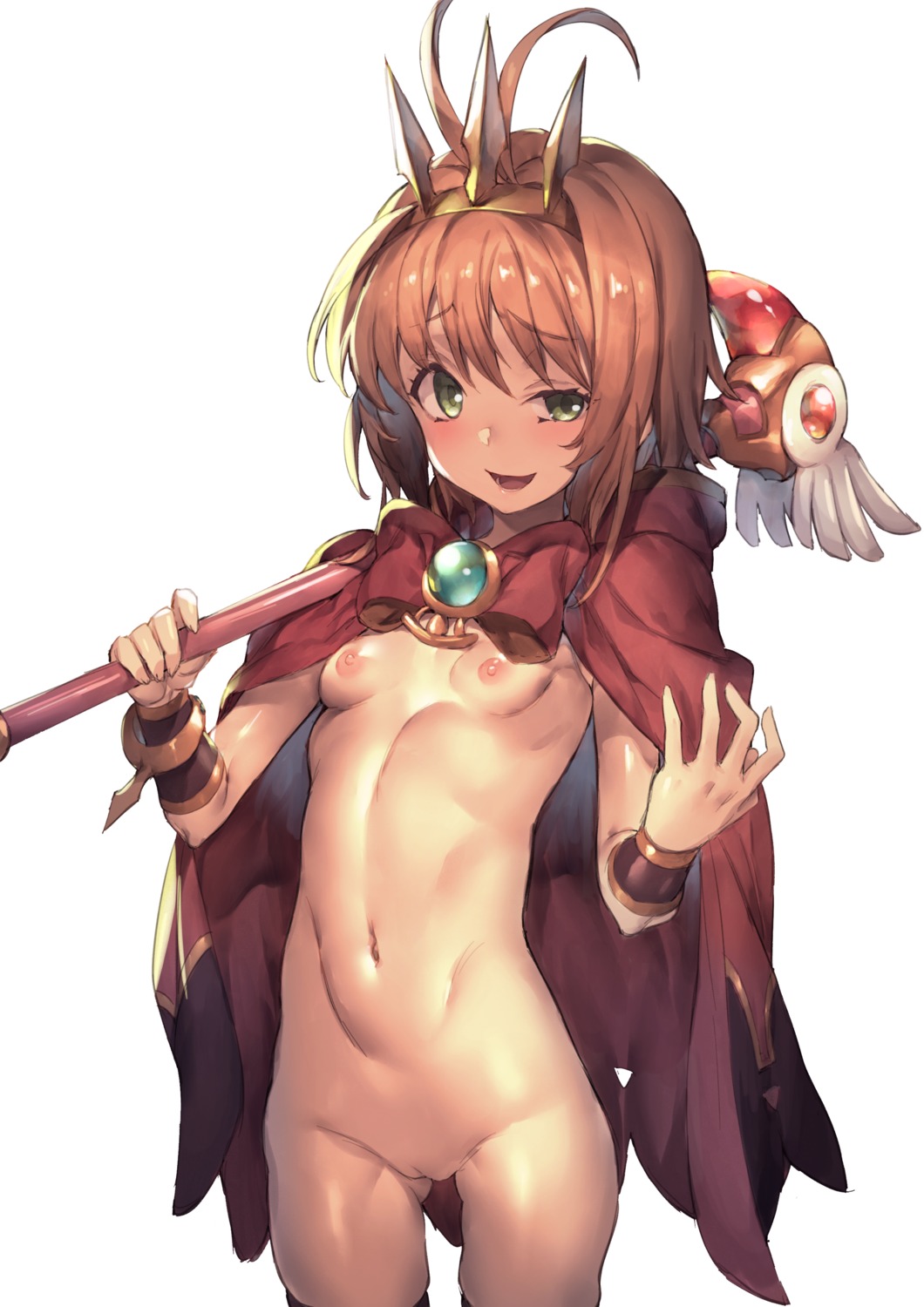 card_captor_sakura kinomoto_sakura naked_cape nipples pussy redcomet thighhighs uncensored weapon