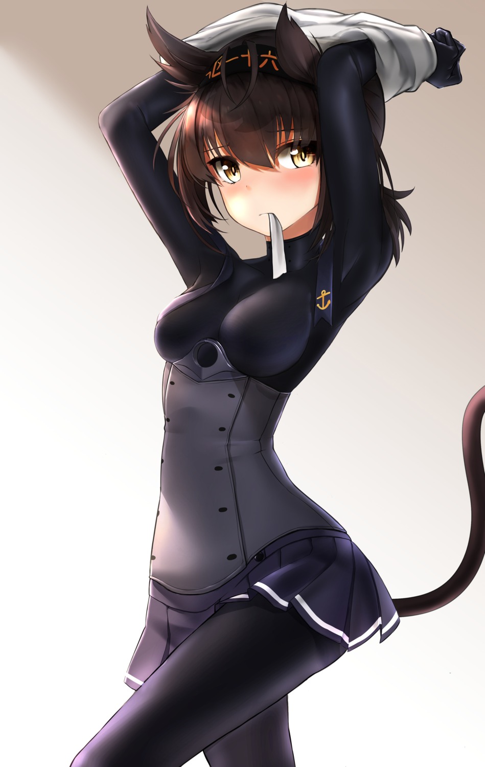 bodysuit hatsuzuki_(kancolle) kantai_collection nekodayo22 tail undressing