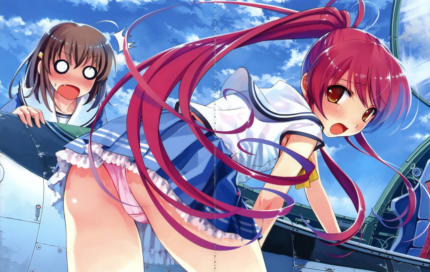 abhar crease deep_blue_sky_&_pure_white_wings misaki_kurehito miyamae_tomoka pantsu seifuku tsuyazaki_kokage