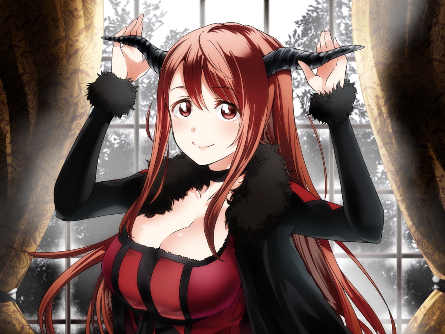 cleavage horns maou_(maoyuu_maou_yuusha) maoyuu_maou_yuusha sakayama_shinta