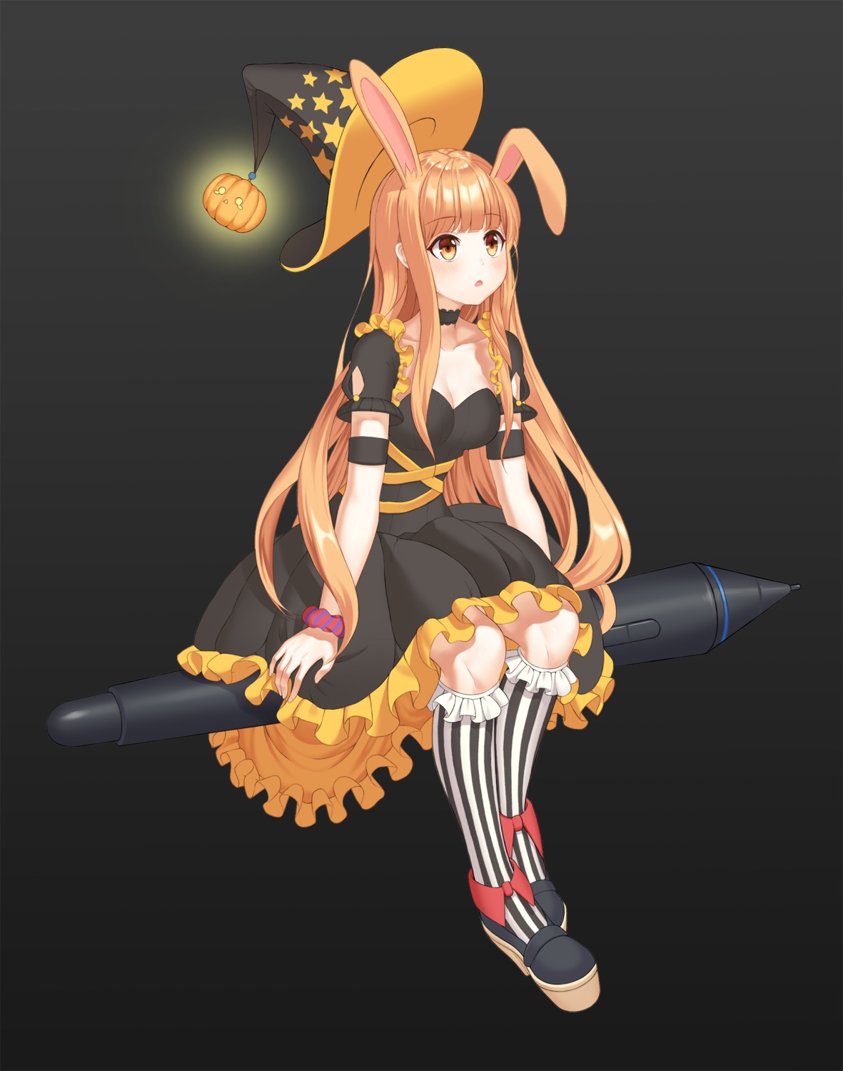 animal_ears bunny_ears cleavage dress halloween hb_(qwqw1697) heels kinty_(neo_academy) neo_academy witch