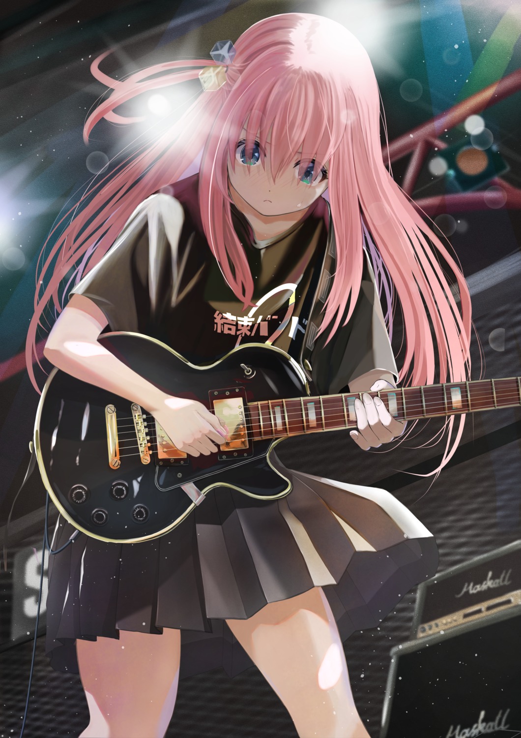 bocchi_the_rock! gotou_hitori guitar hxk4_n seifuku uniform