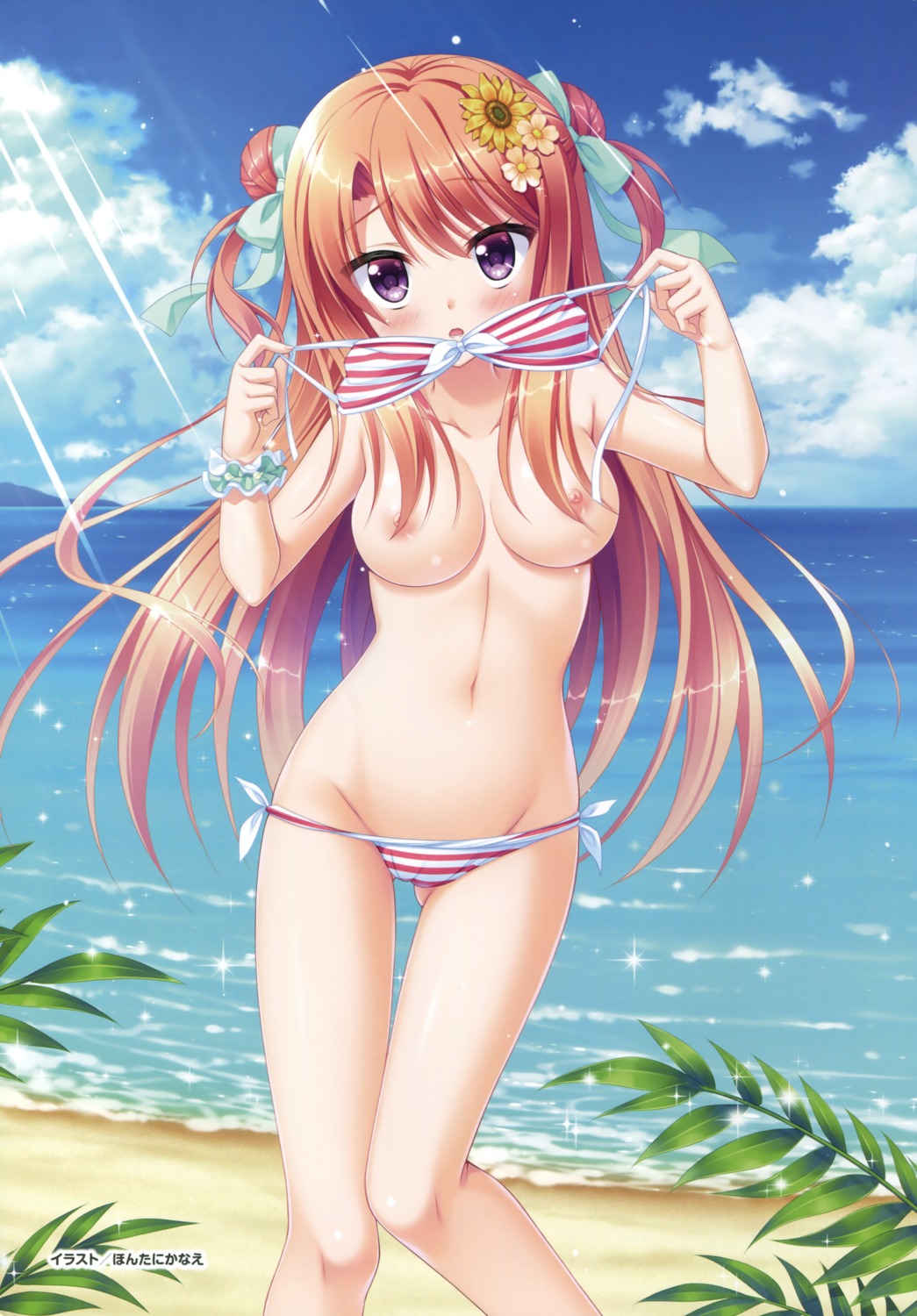 bikini floral_flowlove hontani_kanae mihato_kano nipples saga_planets swimsuits topless