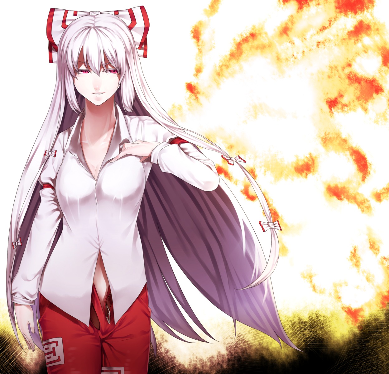 cleavage fujiwara_no_mokou no_bra touhou u_u_zan