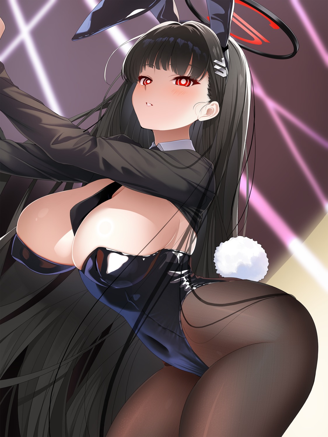 animal_ears blue_archive bunny_ears bunny_girl halo koflif no_bra pantyhose tail tsukatsuki_rio