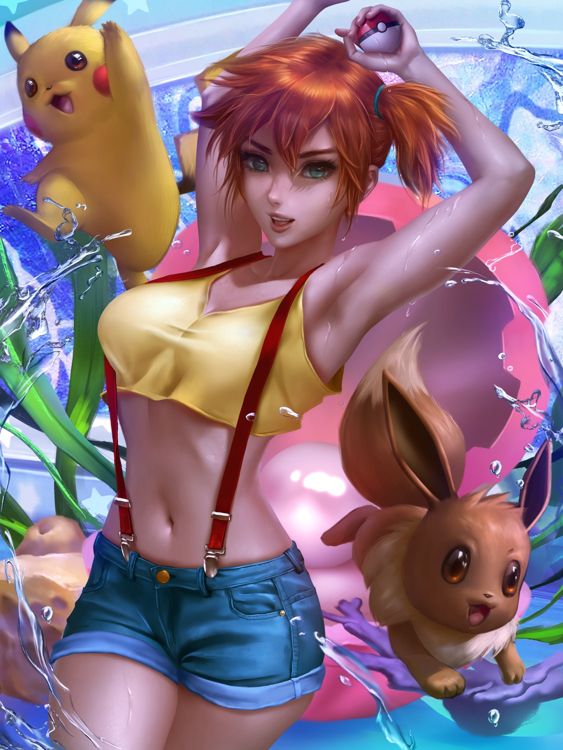 eevee kasumi_(pokemon) logan_cure pikachu pokemon pokemon_frlg pokemon_rgby squirtle