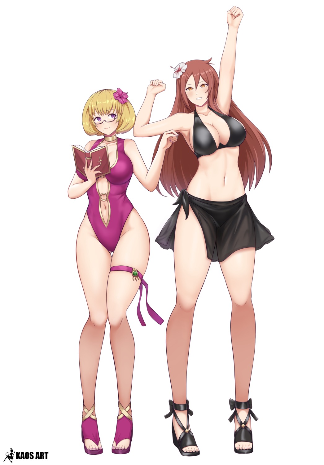 bikini garter heels kaos_art megane see_through swimsuits