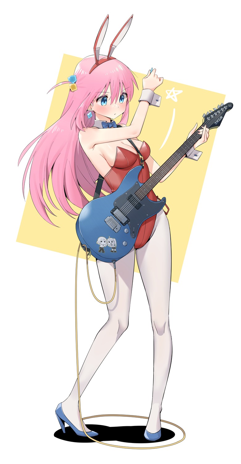 animal_ears bocchi_the_rock! bunny_ears bunny_girl chen_yang_yang cleavage gotou_hitori guitar heels no_bra pantyhose