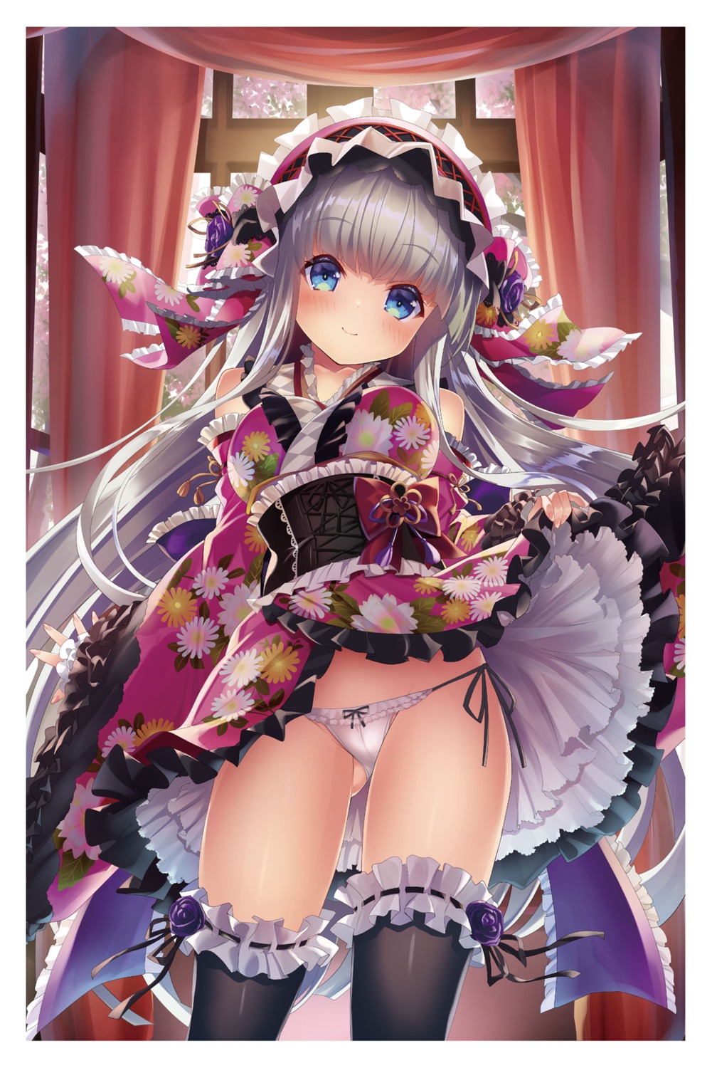 lolita_fashion pantsu skirt_lift sorimura_youji thighhighs