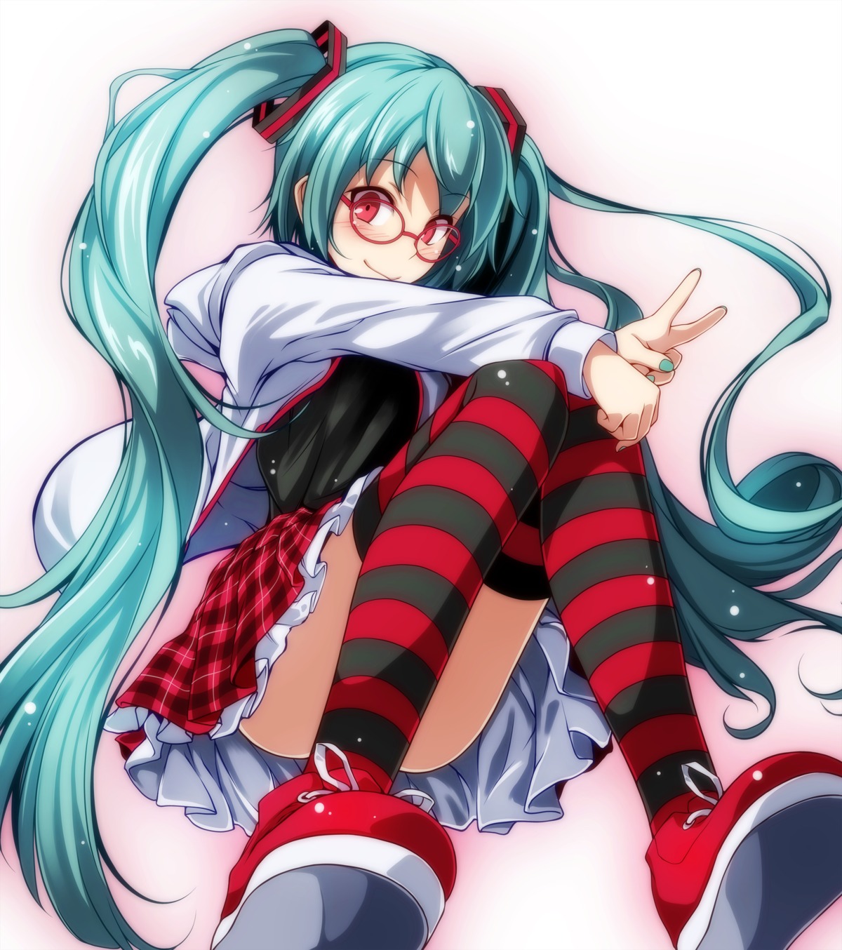 hatsune_miku megane thighhighs tsukishiro_saika vocaloid