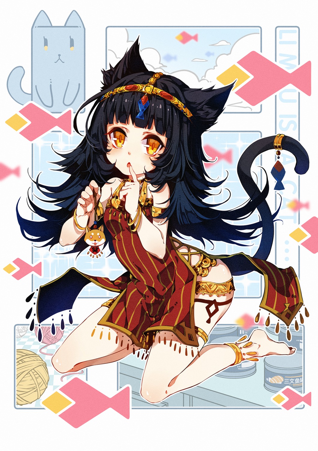 animal_ears dress garter nekomimi suannai_wanzi tail