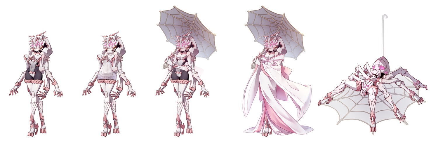 bingshan character_design kimono monster_girl sweater umbrella