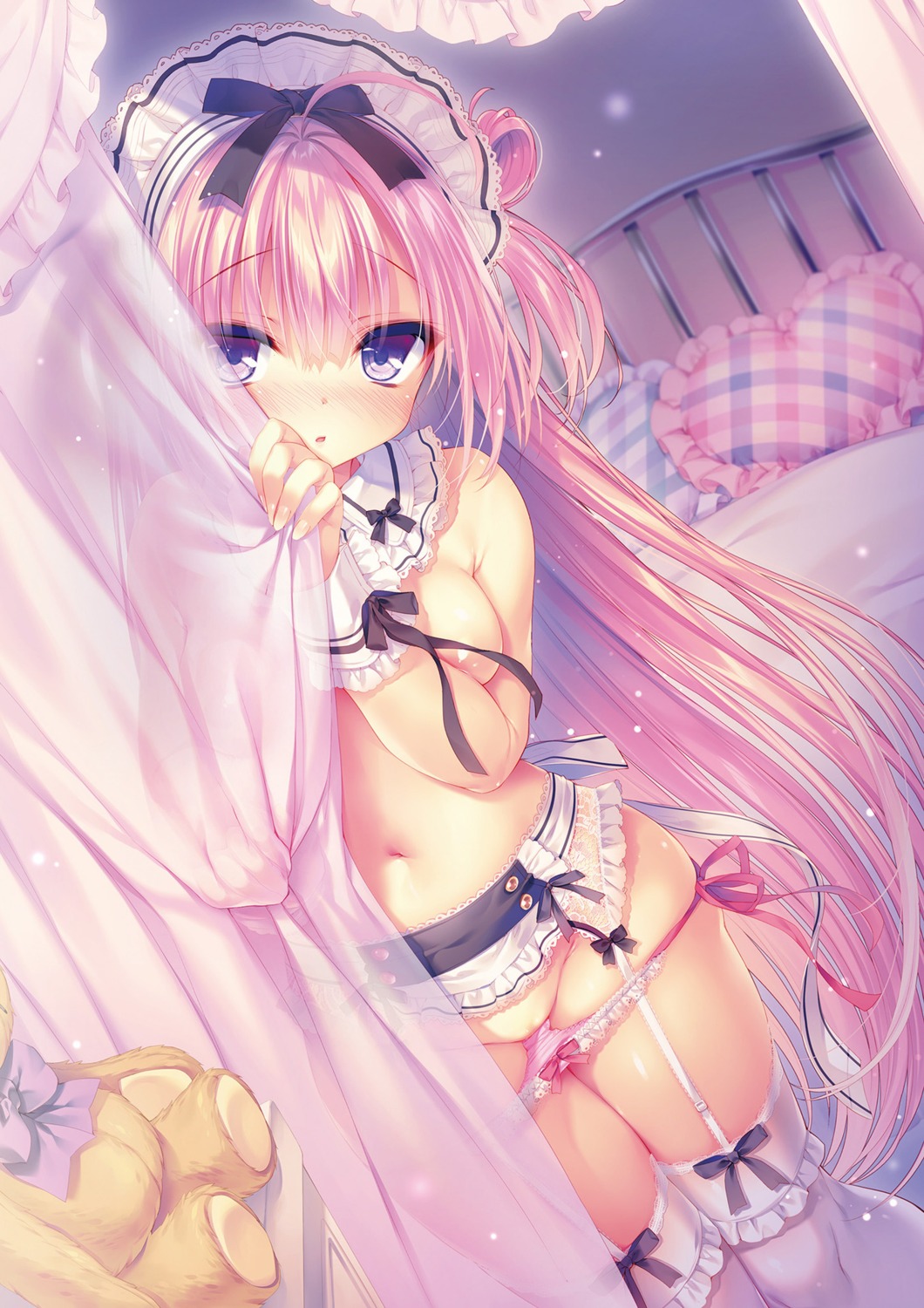 areola garter_belt pantsu panty_pull rubi-sama stockings string_panties thighhighs topless