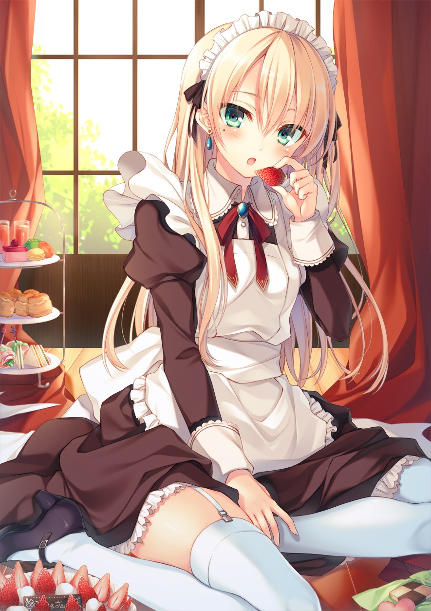 dress heels maid moe2015 stockings thighhighs toosaka_asagi