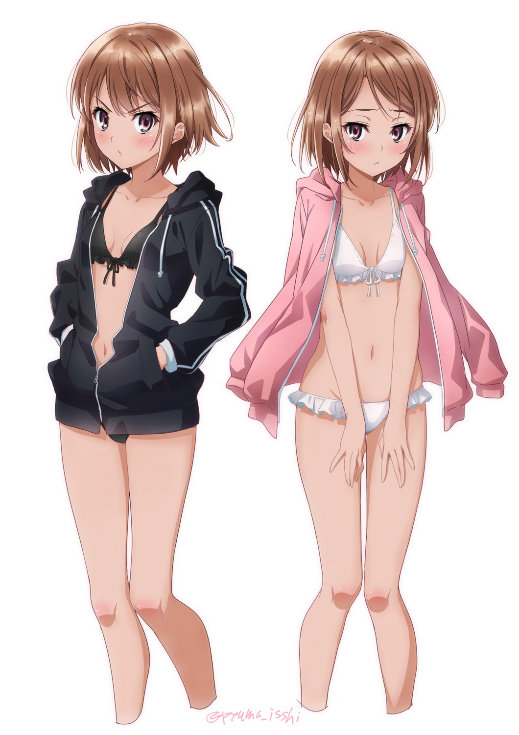 bikini cleavage misaka_imouto open_shirt puma_(hyuma1219) swimsuits to_aru_kagaku_no_railgun to_aru_majutsu_no_index