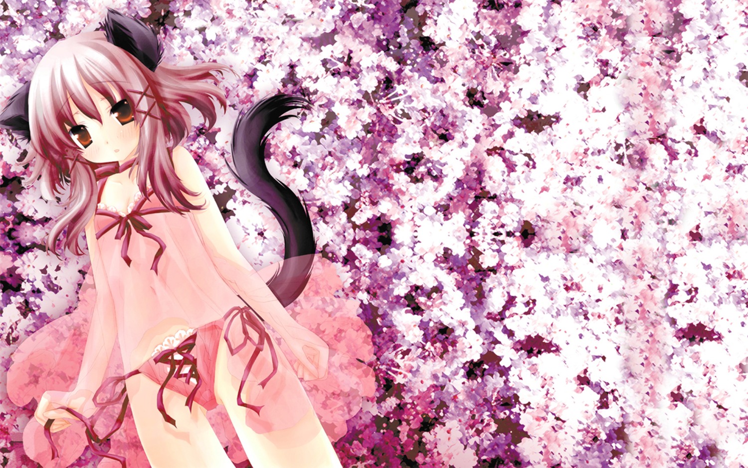 animal_ears bra detexted hakutou lingerie nekomimi pantsu panty_pull photoshop see_through string_panties tail upscaled