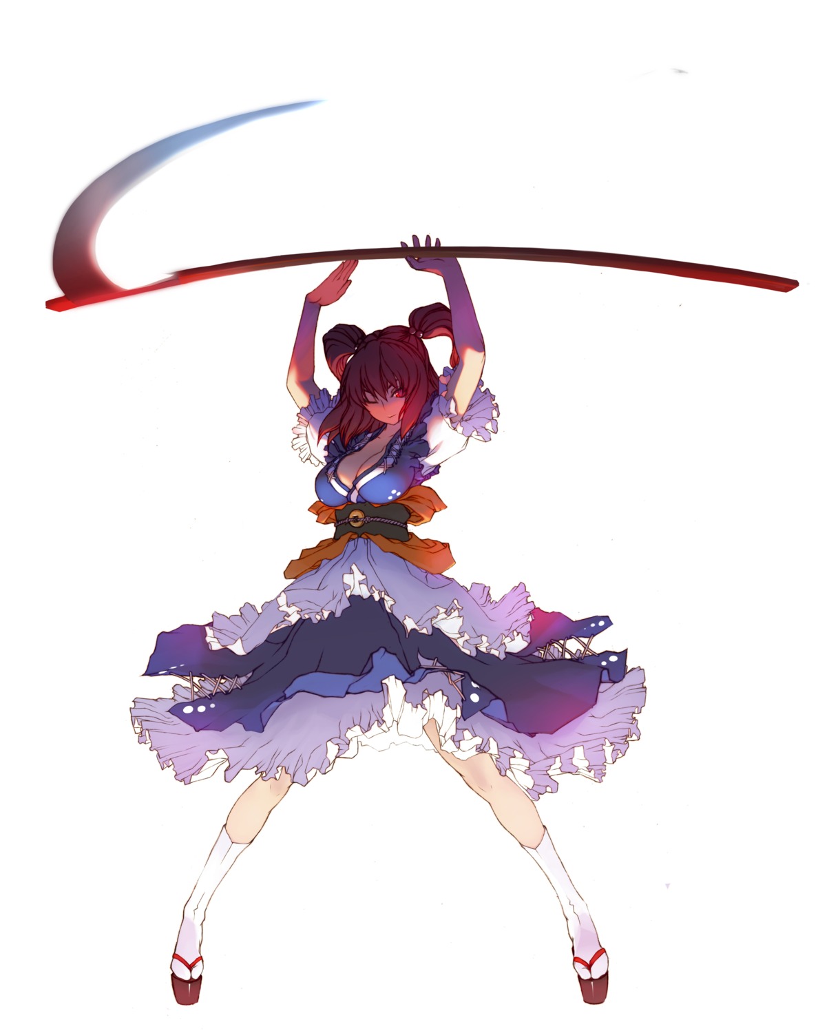 cleavage dress onozuka_komachi touhou tsunekun weapon